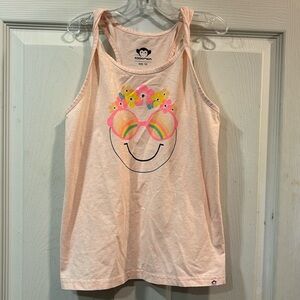 appaman Hippie Happy Face Twisted Strap Tank Top Pink Fleck Size 10